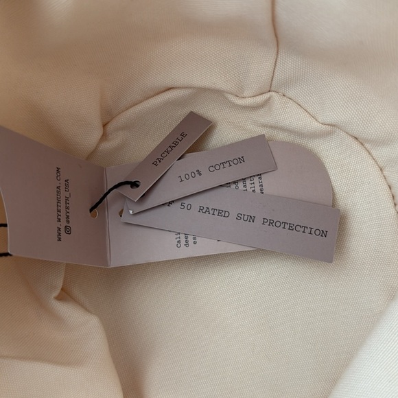 WYETH Sun Resort Hat Canvas Natural Ecru Cream Wide-Brim Hat Packable - Picture 13 of 16